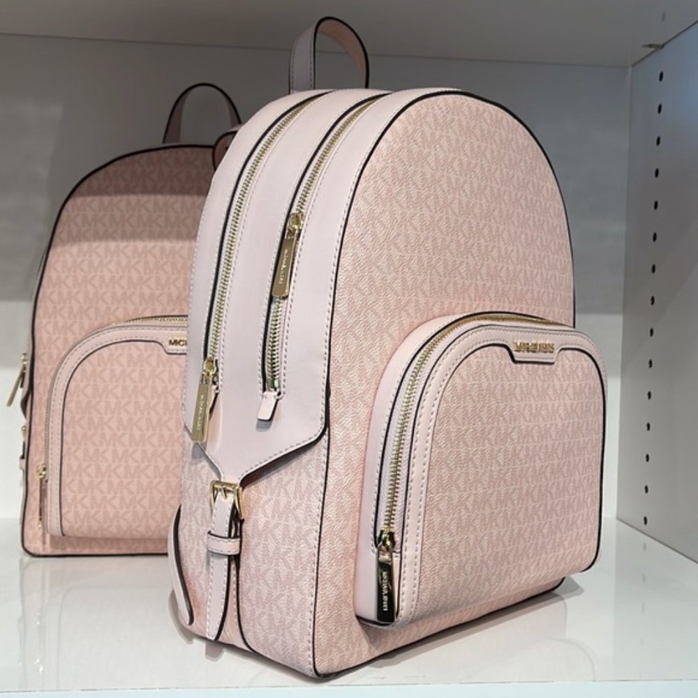 Michael Kors Jaycee Large Zip Pocket Backpack Dark Powder Blush - Picture 3 of 16